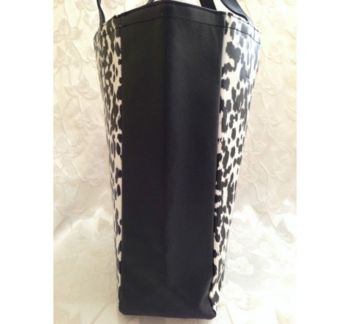 Сумка Victoria's Secret 2014 Black & White faux leather Leopard Print Tote Bag